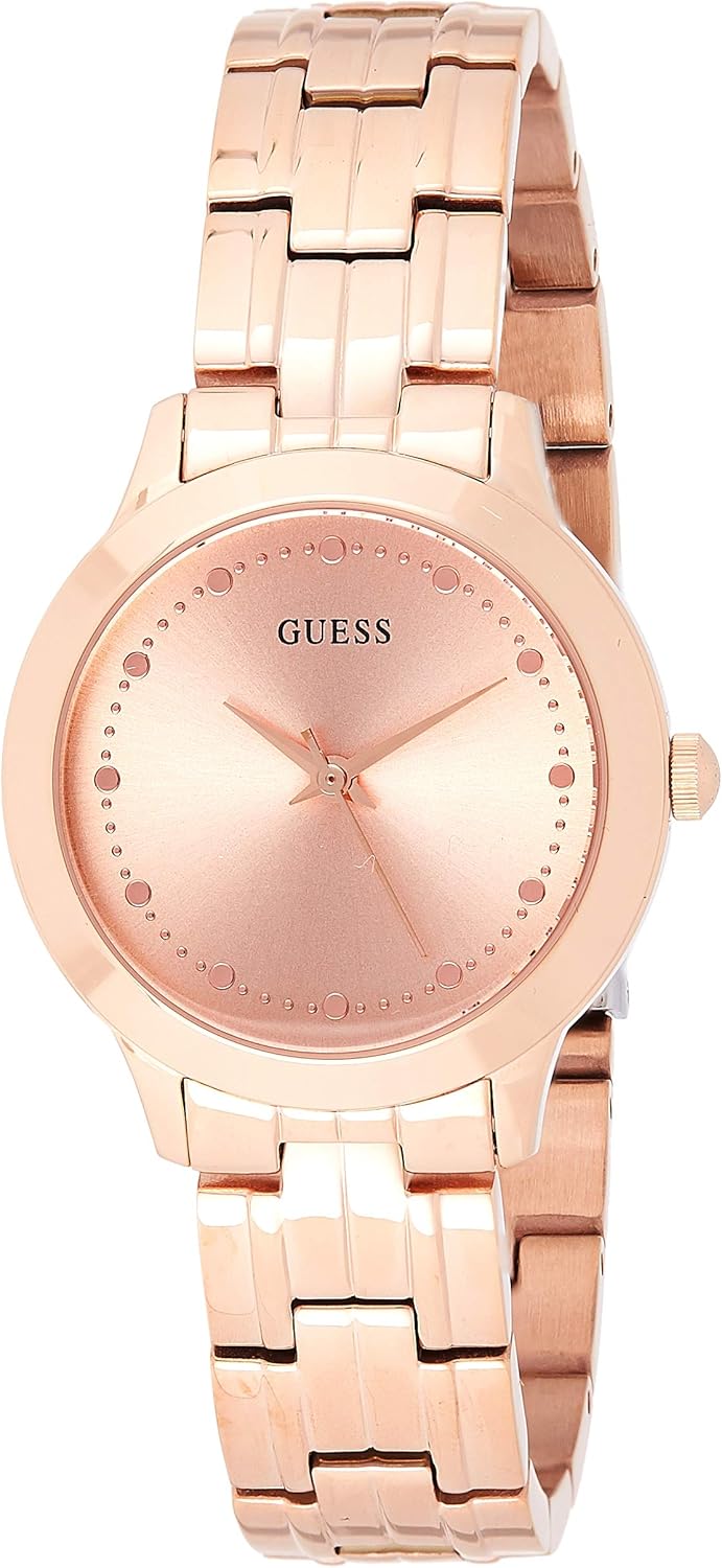 guess chelsea 玫瑰金表盘不锈钢女士手表 w0989l3